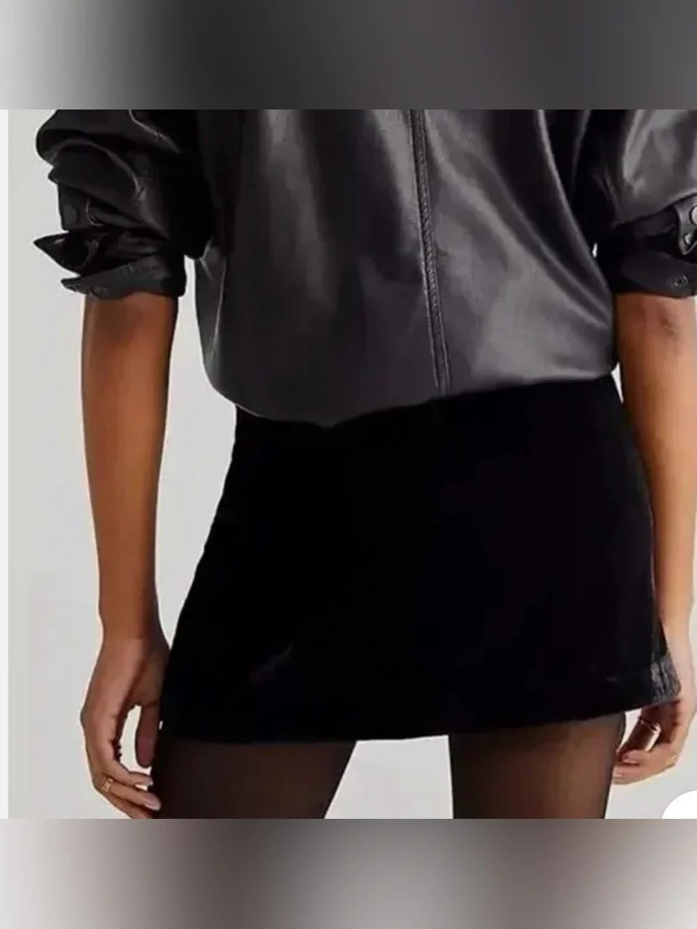 Free People Black Velvet Mini Skirt 10 NWOT